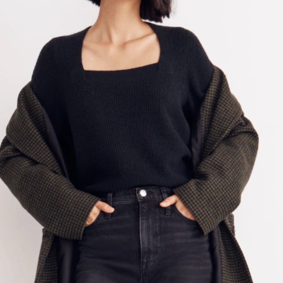 Madewell Sweaters - Madewell Melwood Square-Neck Pullover Sweater True Black Coziest Yarn Size M